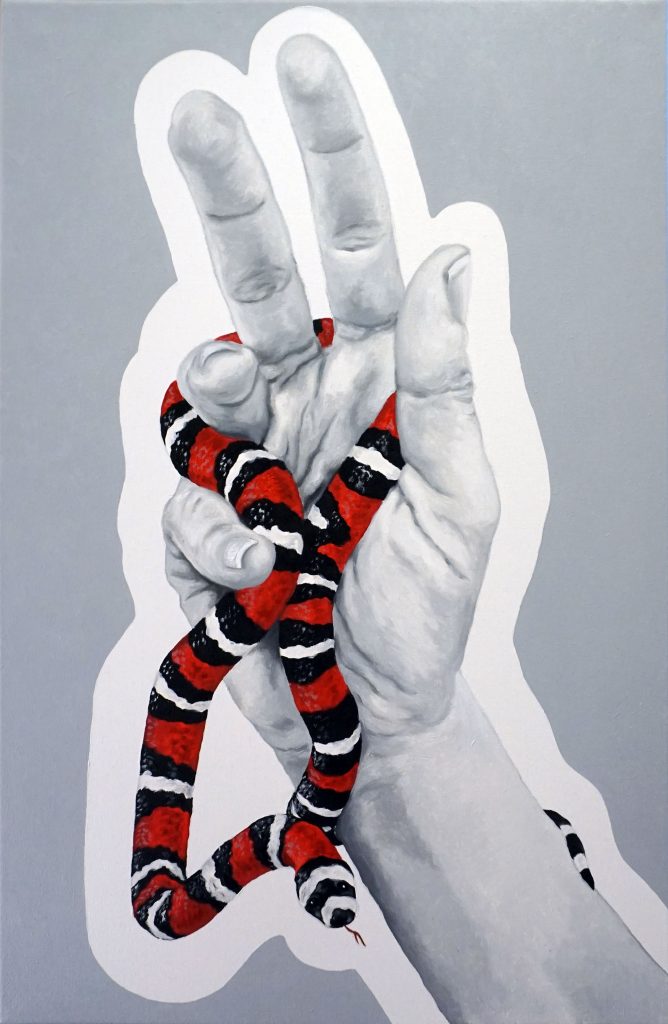 PANTOCRATOR 01, Bombardelli, hands, snake, painting